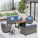 Latitude Run® Chikamia 6 Piece Sofa Seating Group w/ Cushions Synthetic Wicker/All - Weather Wicker/Wicker/Rattan in Black | Outdoor Furniture | Wayfair