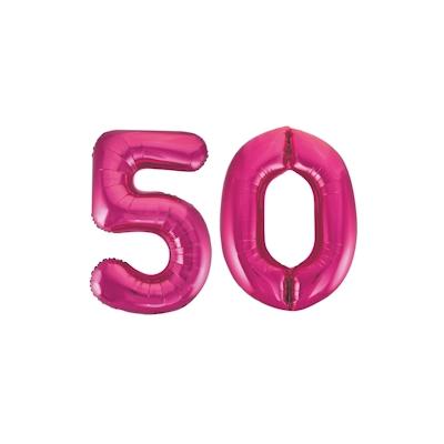 XL Folienballon pink Zahl 50