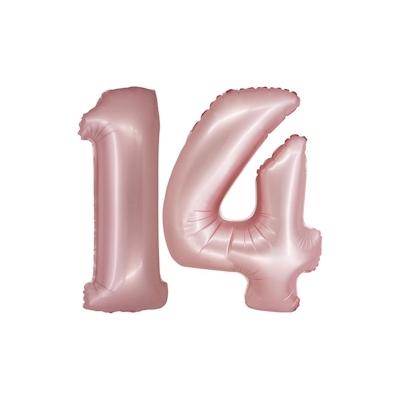 XL Folienballon roségold rosa Zahl 14