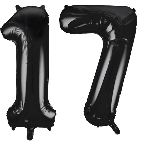 XL Folienballon schwarz Zahl 17 Image