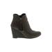 Mia Ankle Boots: Brown Print Shoes - Women's Size 6 - Round Toe