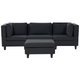 3-Sitzer Sofa Schwarz Stoffbezug mit Ottomane Schwarzen Beinen Modulsofa Wohnzimmermöbel Modern Wohnzimmer Salon Wohnecke Sitzecke