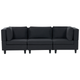 Sofa Schwarz Stoffbezug 3-Sitzer Modulsofa Wohnzimmermöbel Modern Wohnzimmer Salon Wohnecke Sitzecke