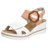 Sandalette RIEKER, Damen, Gr. 39, orange (aprikot, weiß), Lederimitat, elegant, Schuhe, Sommerschuh, Sandale, Keilabsatz, mit auffälliger Schmuckspange