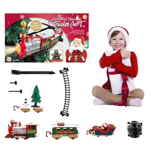 Weihnachts zug um Weihnachts baum elektrischen Zug Set einfach montieren Autos Eisenbahn Kit animierten Zug mit Lichtern Sound Eisenbahn