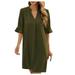 AherBiu Womens Chiffon Short Dress Straight Loose Short Sleeve Notch V Neck Casual Summer Dresses for Women