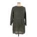 H&M Casual Dress - Mini High Neck 3/4 sleeves: Gray Plaid Dresses - Women's Size X-Large