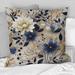 Designart "Tranquil White Floral Abundance Zen" Floral Printed Throw Pillow
