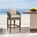 Orbit Outdoor Patio 30" Bar Stool in Weathered Eucalyptus Wood with Gray Rope and Taupe Olefin Cushions