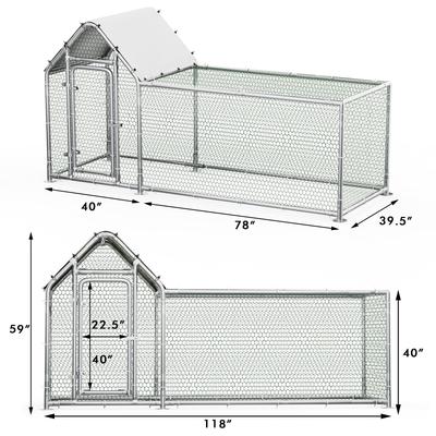 BOSSIN Bold Chicken Coop Run Large Metal Chicken Pen Outdoor,Poultry Cage Heavy Duty Walkin for Yard with Waterproof