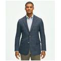 Brooks Brothers Men's Classic Fit Stretch Wool Hopsack Windowpane Sport Coat | Navy | Size 42 Long