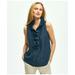 Brooks Brothers Women's Silk Ruffle Collar Sleeveless Blouse | Navy | Size 0