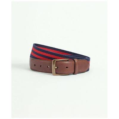 Brooks Brothers Men's Webbed Cotton Belt With Brass-Tone Buckle | Red/Navy | Size 42
