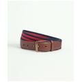 Brooks Brothers Men's Webbed Cotton Belt With Brass-Tone Buckle | Red/Navy | Size 32