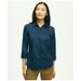 Brooks Brothers Women's Fitted Stretch Cotton Sateen Three-Quarter Sleeve Blouse | Navy | Size 4