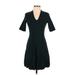 Ann Taylor Casual Dress - A-Line V Neck Short sleeves: Black Print Dresses - New - Women's Size X-Small Plus