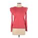 Metric Knits Pullover Sweater: Red Solid Tops - Women's Size Large