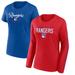 Women's Fanatics Branded Blue/Red New York Rangers Long and Short Sleeve Two-Pack T-Shirt Set