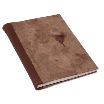 Cherished Memories,'Leather Accent Recycled Paper Journal in Brown from Mexico'