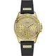 Guess , Gold Coated Stone-Set Ladies Watch ,Black female, Sizes: ONE SIZE