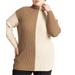 Plus Size Women's Mock Neck Colorblock Sweater by ELOQUII in Smoke Gray Coca Moch (Size 26/28)