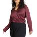 Plus Size Women's Draped Surplice Top by ELOQUII in Vineyard Wine (Size 28)