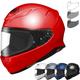 Shoei NXR2 Plain Motorcycle Helmet & Visor - Shine Red - 59-60cm | L - CWR-F2 Dark Smoke (Pinlock-Ready), Shine Red