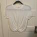 American Eagle Outfitters Tops | American Eagle Short Sleeve Cropped Lettuce Hem Knot Tee / T-Shirt Sz M Nwt | Color: White | Size: M