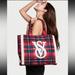 Victoria's Secret Bags | Host Pick Victoria’s Secret Tote Bag- Plaid With Cream Furry Trim. | Color: Green/Red | Size: Os