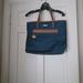 Michael Kors Bags | Michael Kors Navy Blue Nylon Large Bag With Brown Handles And Bottom | Color: Blue/Brown | Size: Large