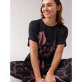 B By Ted Baker B By Baker Bow Printed Jersey PJ Set - Black & Pink, Black, Size 10, Women