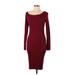 Jason Wu Collective Casual Dress - Bodycon Boatneck Long sleeves: Burgundy Print Dresses - Women's Size Large