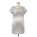 Lulus Casual Dress - Mini Crew Neck Short sleeves: Ivory Stripes Dresses - Women's Size Medium