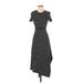 Club Monaco Casual Dress - A-Line Crew Neck Short sleeves: Black Print Dresses - Women's Size X-Small