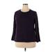 Croft & Barrow Pullover Sweater: Purple Color Block Tops - Women's Size 2X-Large