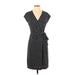 Ann Taylor Casual Dress - Wrap V-Neck Short sleeves: Black Print Dresses - Women's Size 4