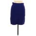 BCBGMAXAZRIA Casual Bodycon Skirt Knee Length: Blue Print Bottoms - Women's Size Large