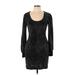 Fifteen Twenty Cocktail Dress Scoop Neck Long sleeves: Black Dresses - Women's Size Large