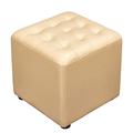 NMDCDH Leather Upholstered Cube Pouf Ottoman,pouffe Footstool Solid Wood Square Leather Living Room Coffee Table Small Bench-beige 40x40x35cm(16x16x14inch)