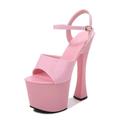 FamMe Womens Open Toe High Platform Chunky Block High Heels Dress Sandals 7.8 Inch Heels Ankle Strap heeled sandals Party Wedding Dress Shoes,Pink,41