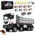 Mould King 19013 Technology Pneumatic Dump Truck 8x8, Engineering Dump Truck Building Block Kits with Motors, 5572 PCS Remote/APP Control Construction Vehicles, Gift for Kids/Adult (WX19013-FZTUKYL)