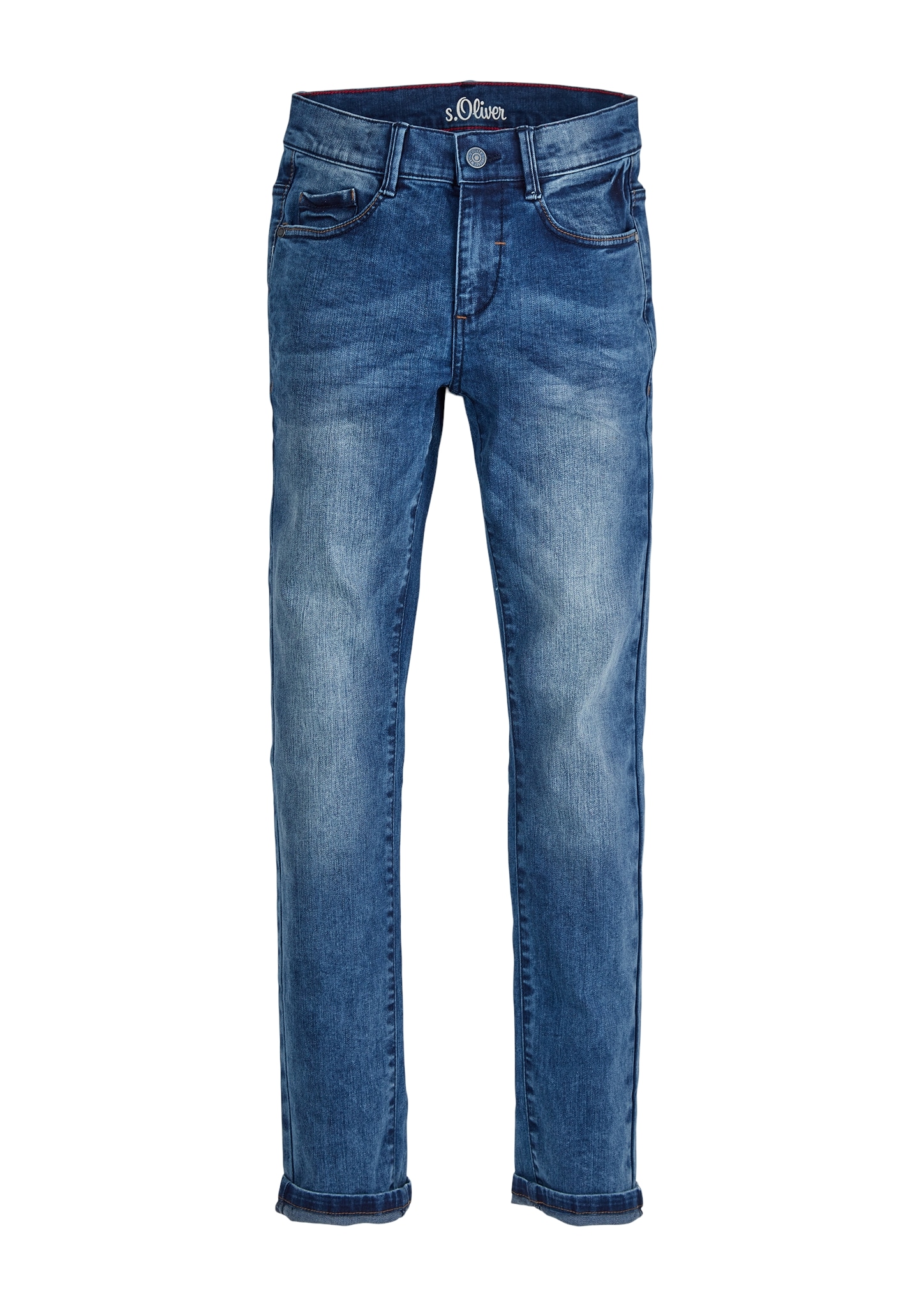 Regular-fit-Jeans S.OLIVER JUNIOR, Jungen, Gr. 164, N-Gr, blau, Denim/Jeans, Obermaterial: 80% Baumwolle, 19% Polyester, 1% Elasthan, regular fit, Jeans, mit authentischer Waschung