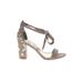 Madden Girl Heels: Strappy Chunky Heel Feminine Gray Shoes - Women's Size 9 - Open Toe