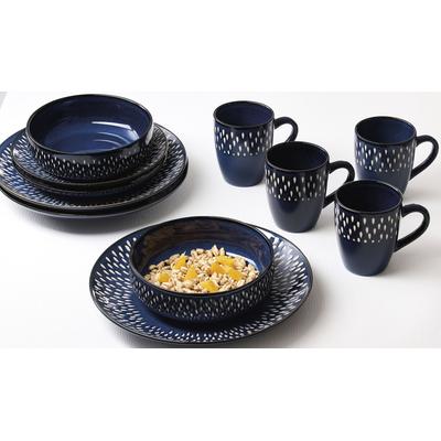Kombiservice RITZENHOFF & BREKER "Laguna", blau, 16 tlg., Steinzeug, Geschirr-Sets, Geschirr-Set, Reaktivglasur, jedes Stück ein Unikat Image