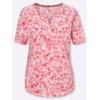 Kurzarmshirt CLASSIC BASICS "Shirt", Damen, Gr. 44, rosa (puder, flamingo, bedruckt), 100% Baumwolle, gemustert, mehrfarbig, V-Ausschnitt, Kurzarm, Shirts