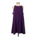 Ann Taylor LOFT Casual Dress - A-Line Crew Neck Sleeveless: Purple Print Dresses - Women's Size X-Small