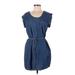 Velvet Heart Casual Dress - Mini Scoop Neck Short sleeves: Blue Solid Dresses - Women's Size Medium