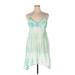 Beach by Exist Casual Dress - Mini V Neck Sleeveless: Green Tie-dye Dresses - New - Women's Size X-Large