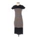 J.Crew Casual Dress - Midi Crew Neck Short sleeves: Black Stripes Dresses - Women's Size 2X-Small