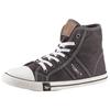Sneaker MUSTANG SHOES, Damen, Gr. 44, schwarz (schwarz, used, weiß), Textil, Lederimitat, used, sportlich, Schuhe, High Top-Sneaker, Schnürschuh mit Label in der Laufsohle